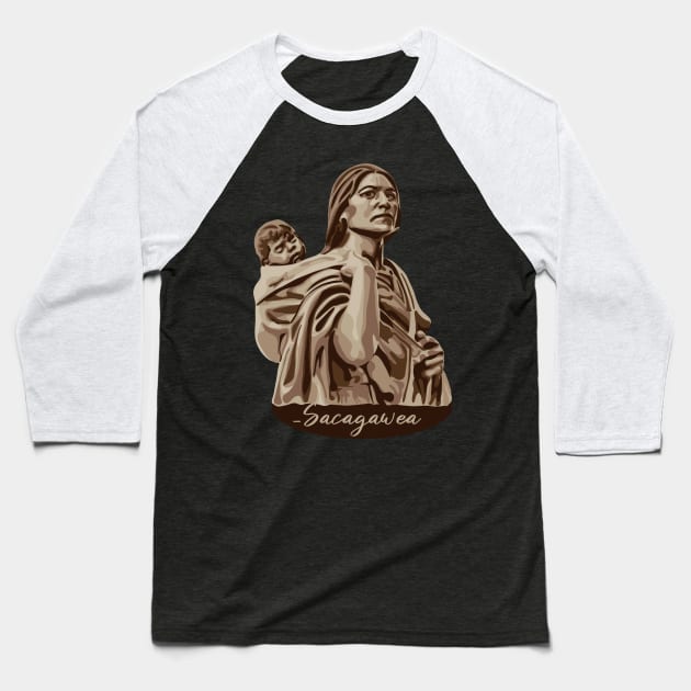Sacagawea Portrait Baseball T-Shirt by Slightly Unhinged